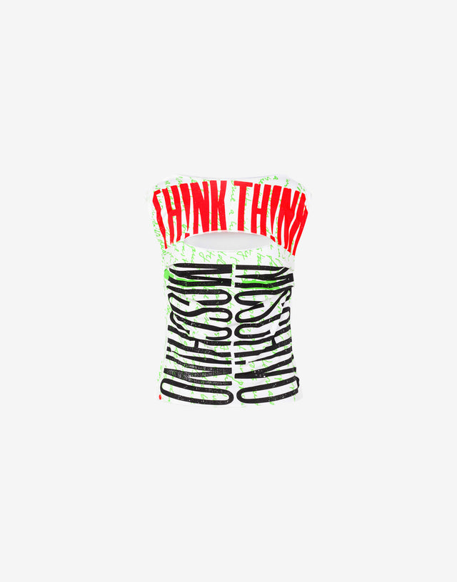 Organic jersey top 'Think Twice' Light green Moschino 0
