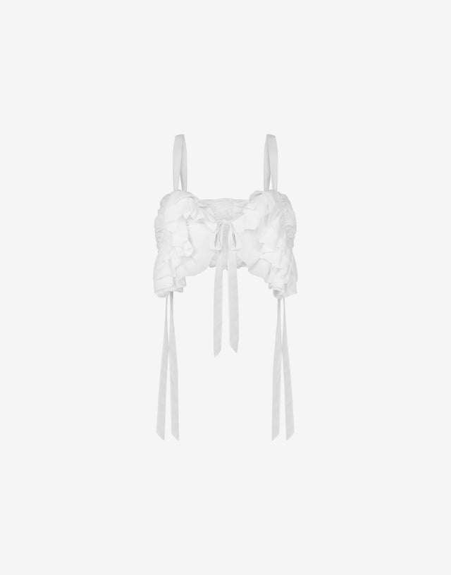 Cotton voile and silk crop top White Moschino 0