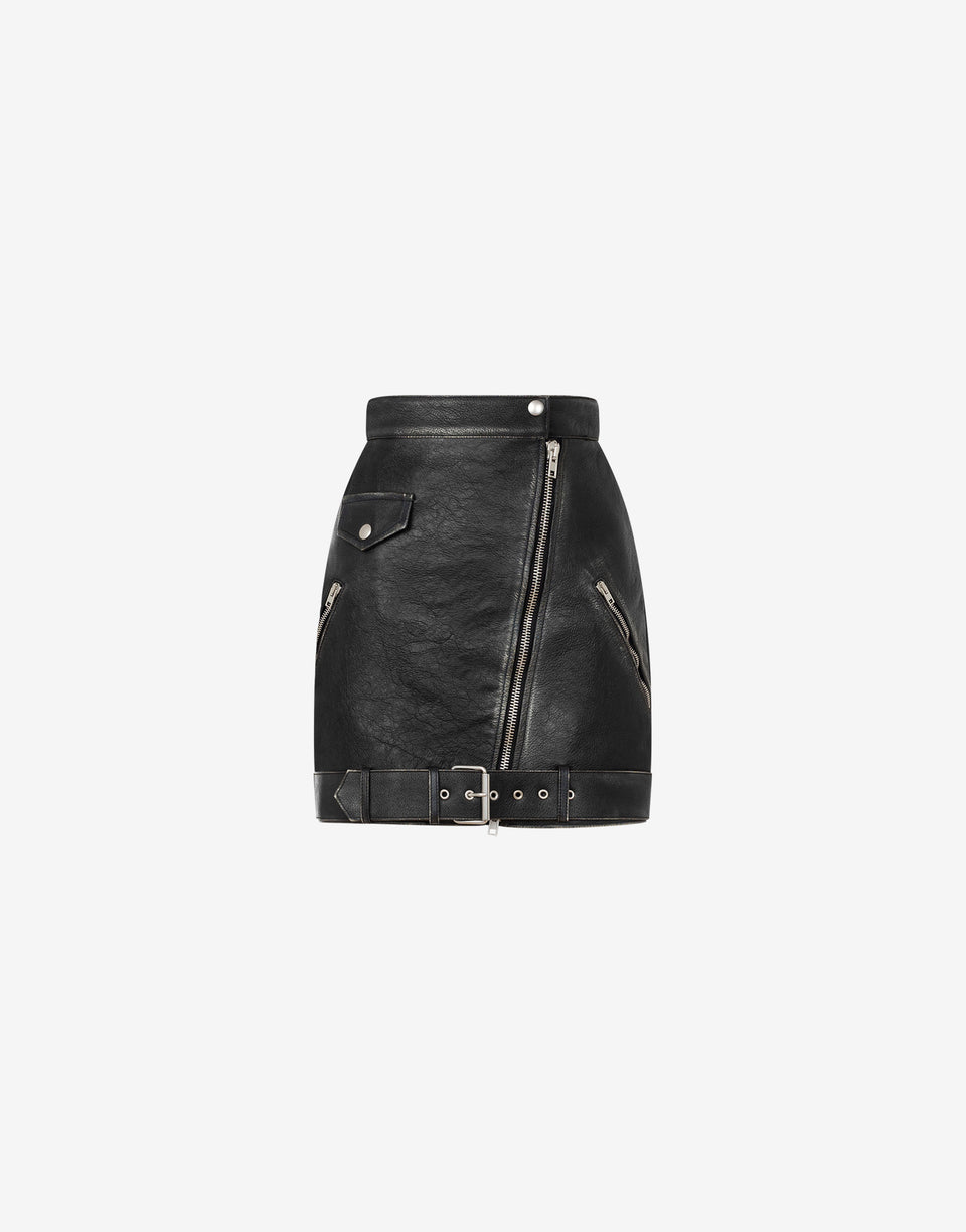 Schwerer Nappa-Leder-Minirock Schwarz Moschino 0