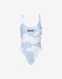 One-piece swimsuit Clouds and Check