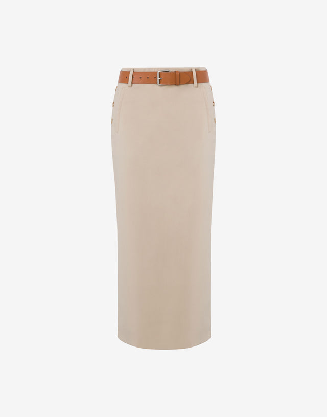 Wool Twill Skirt Tailored Twist Light brown Moschino 0