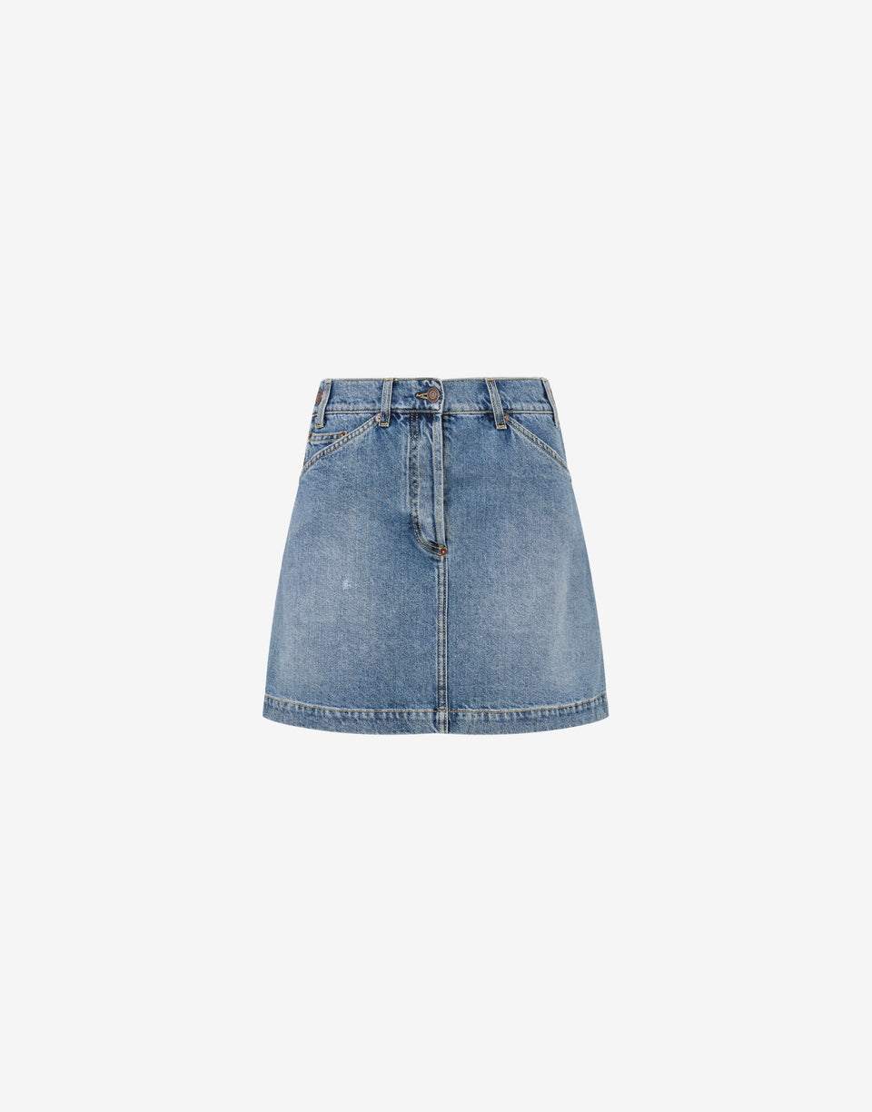 Mini-jupe en denim Laurel Crown Label Blue denim Moschino 0