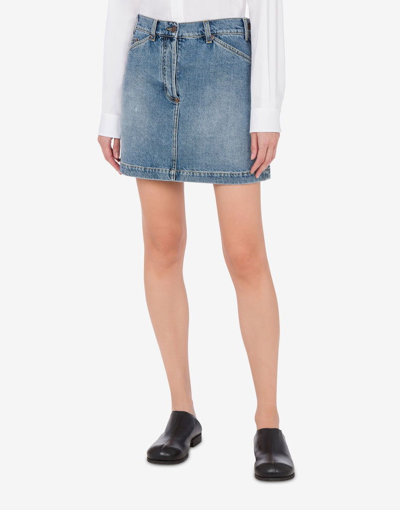 Mini-jupe en denim Laurel Crown Label Blue denim Moschino 1
