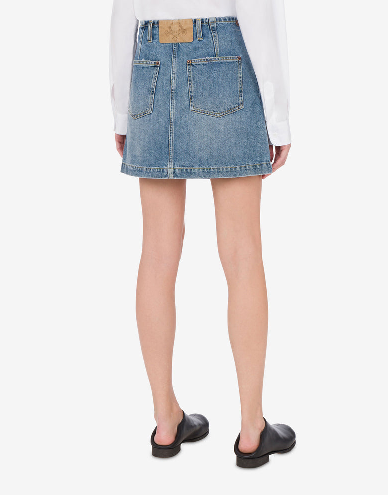 Mini-jupe en denim Laurel Crown Label Blue denim Moschino 2