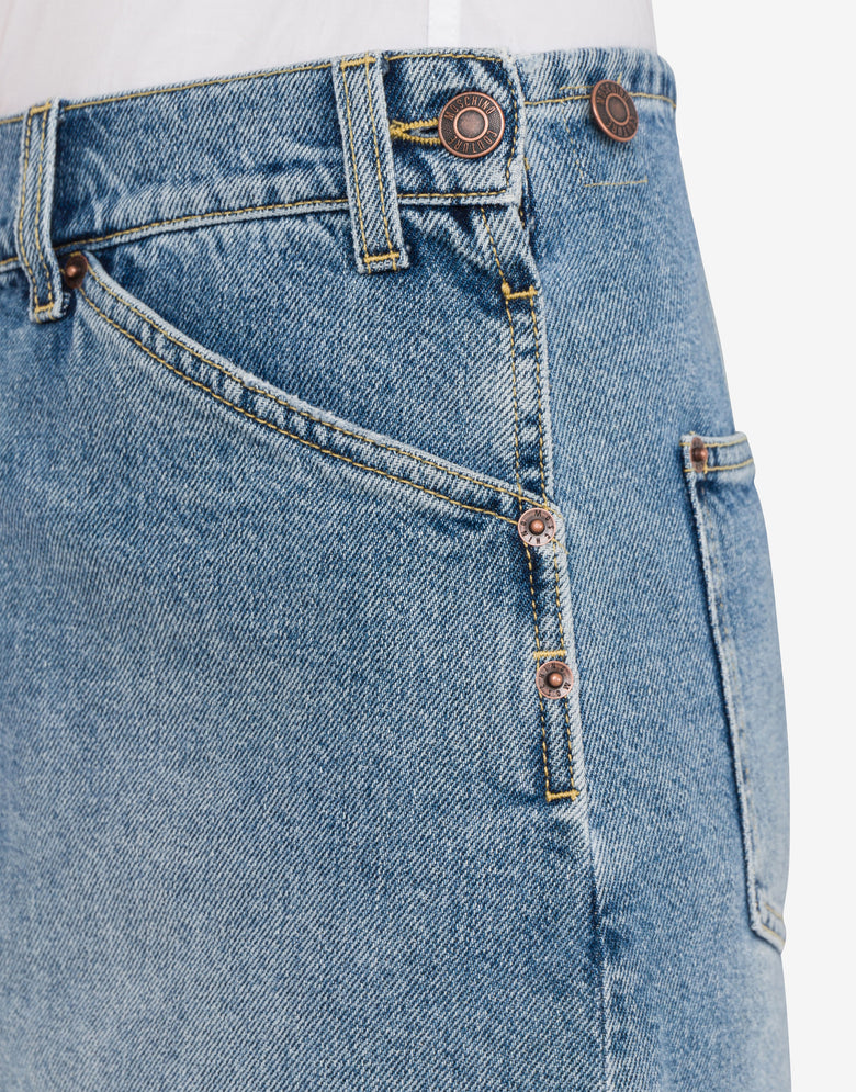 Mini-jupe en denim Laurel Crown Label Blue denim Moschino 3