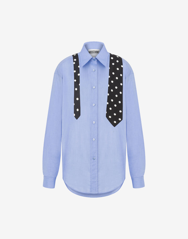 Cotton Muslin Shirt Tie Azure Moschino 0