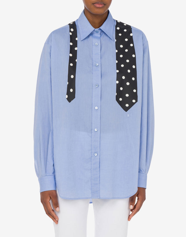 Cotton Muslin Shirt Tie Azure Moschino 1