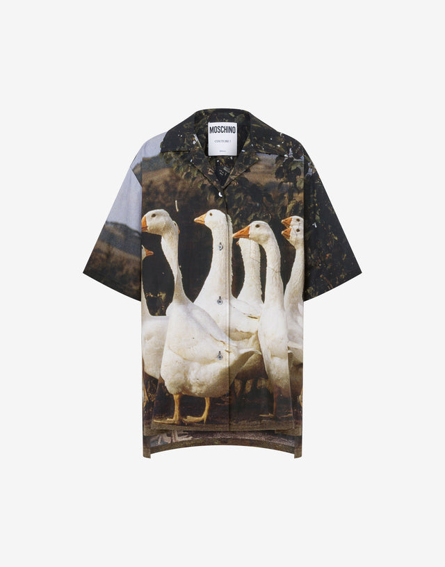 Cotton Voile Shirt Goose Print Multicoloured Moschino 0