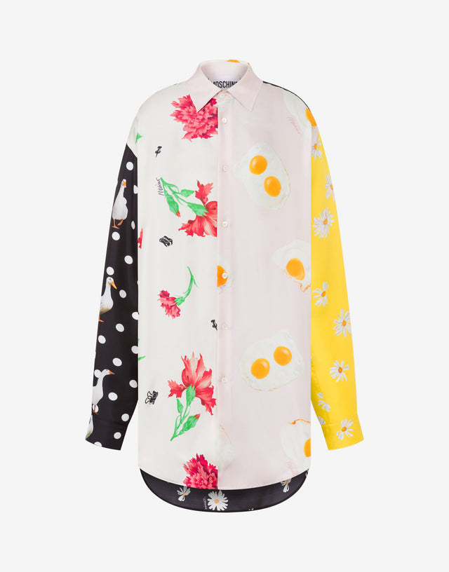 Silk Twill Shirt Patchwork Multicoloured Moschino 0