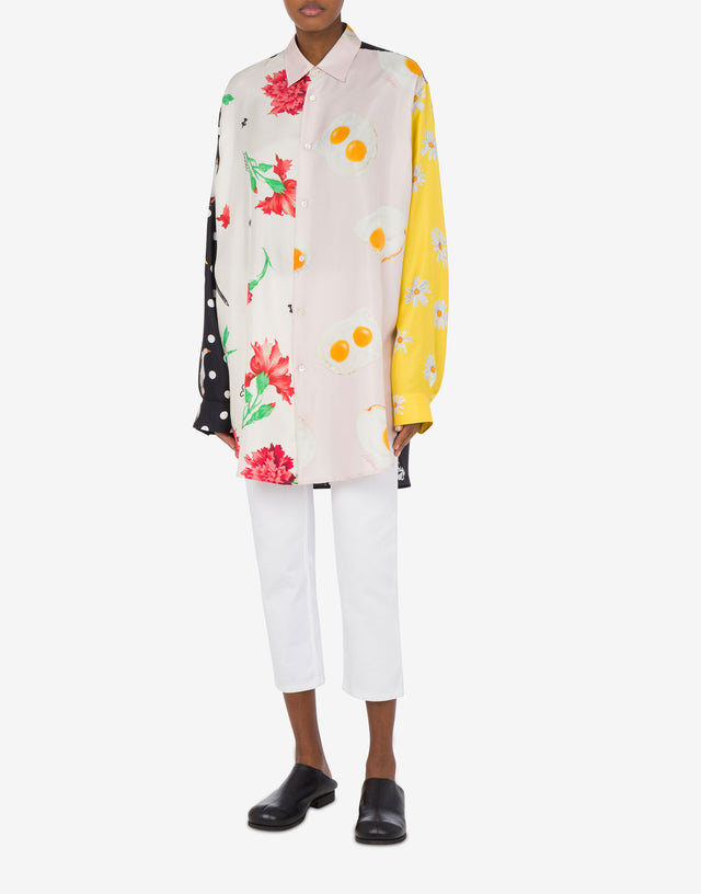 Silk Twill Shirt Patchwork Multicoloured Moschino 1