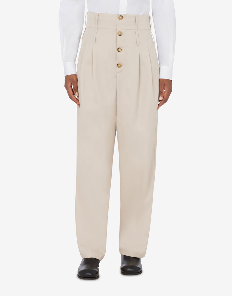Gabardine Trousers with Trench Details Light brown Moschino 1