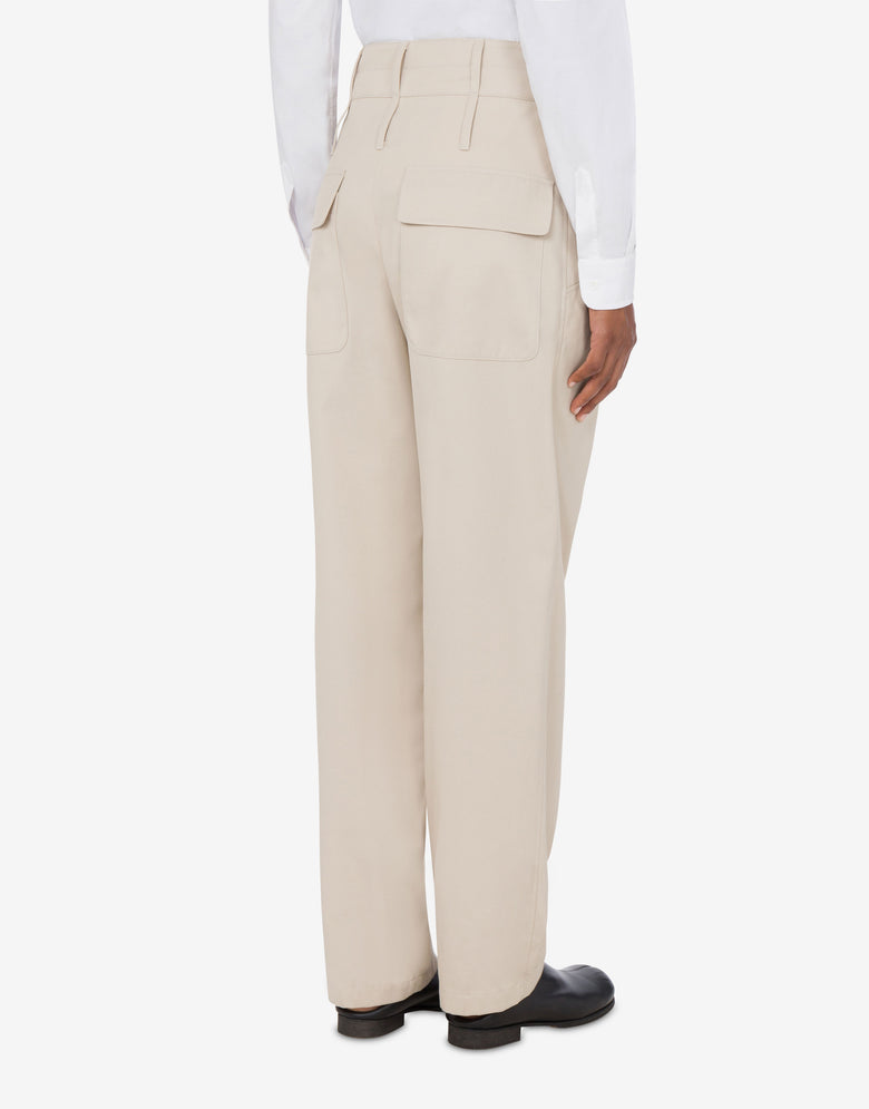 Gabardine Trousers with Trench Details Light brown Moschino 2