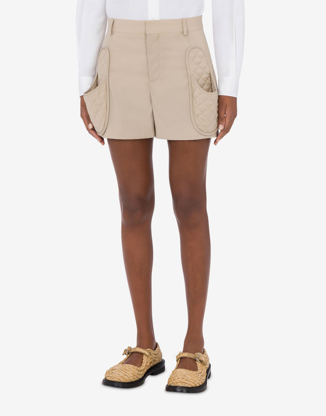 Wool Canvas Shorts Slippers Light brown Moschino 1
