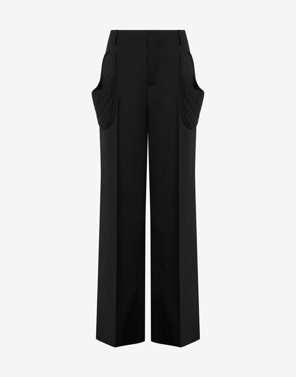 Wool Canvas Trousers Slippers Black Moschino 0