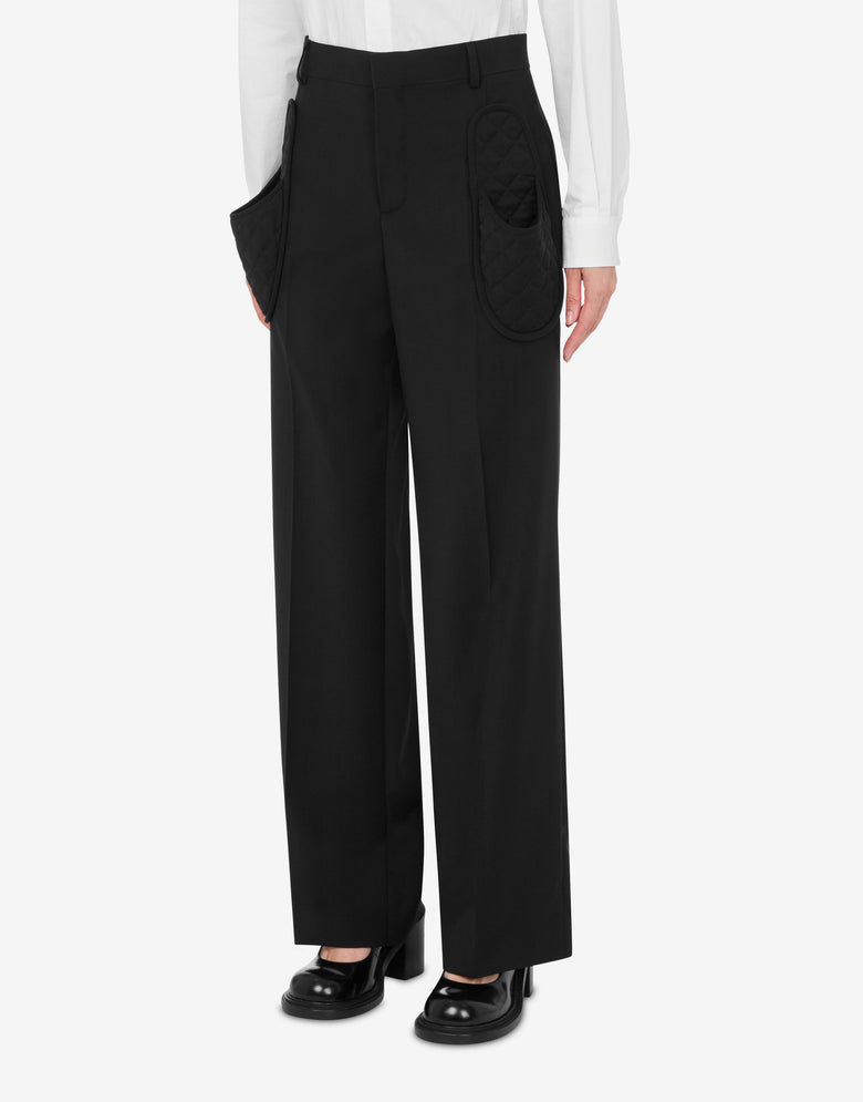 Wool Canvas Trousers Slippers Black Moschino 1