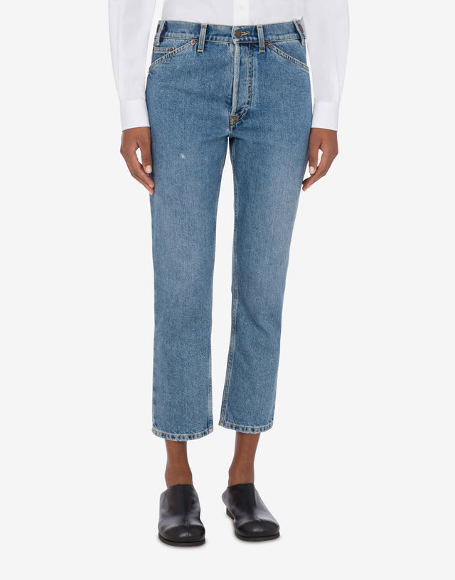 Denim Trousers Laurel Crown Logo Blue Denim Moschino 1