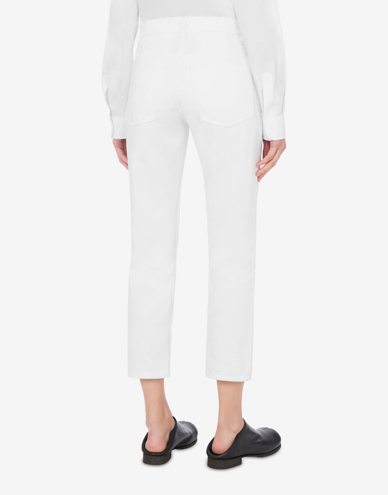 Cropped Cotton Bull Trousers White Moschino 2