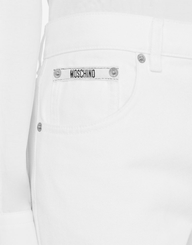 Cropped Cotton Bull Trousers White Moschino 3