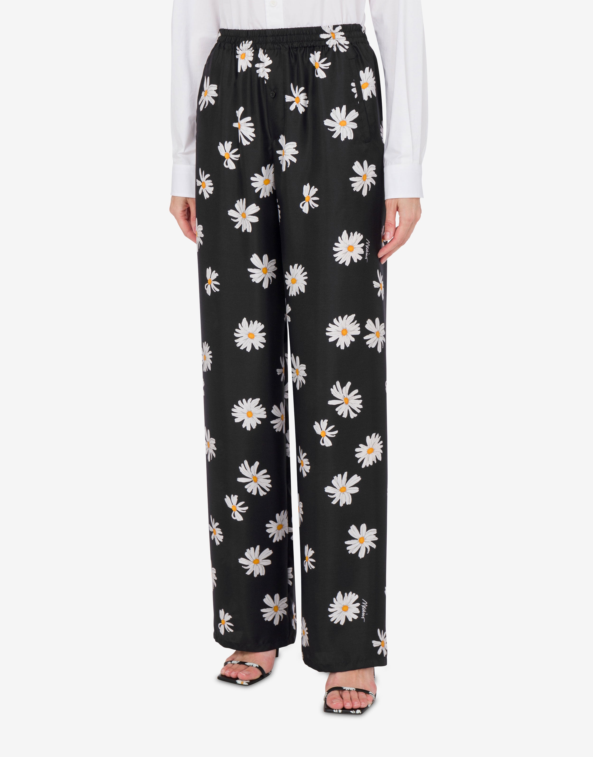 【送料&関税込】Moschino Wide Leg Trousers Moschino logo-embroidered Cargo Palazzo Pants | Neutrals