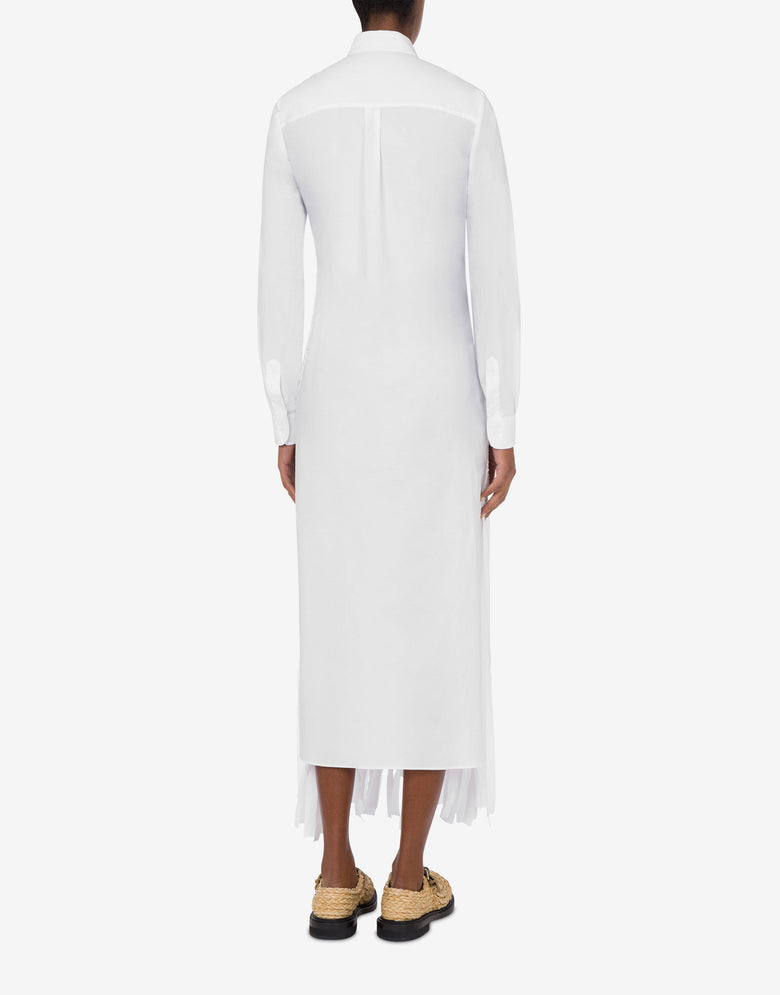 Robe en popeline stretch avec franges Blanc Moschino 2