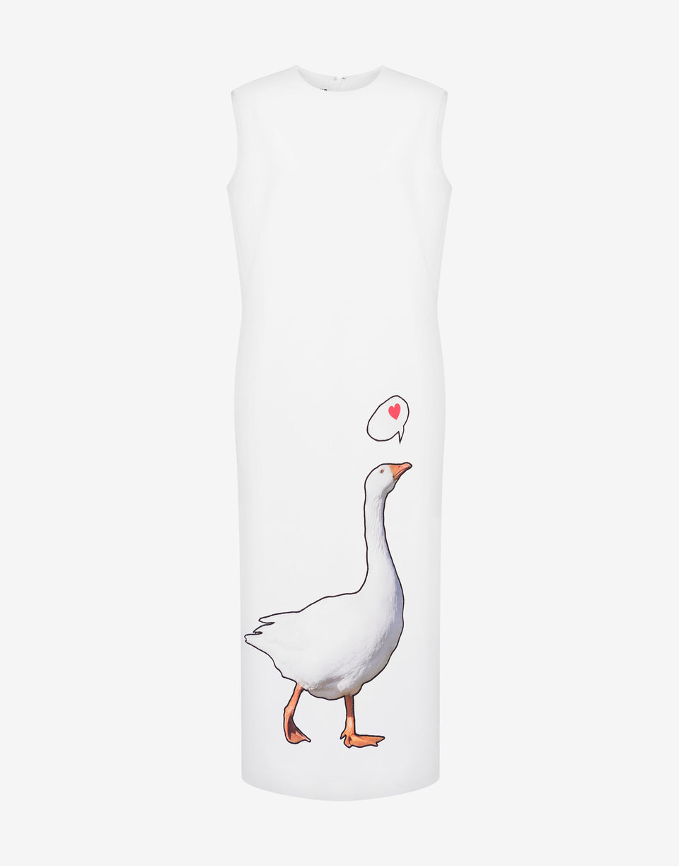 Robe en crêpe stretch Goose Patch Blanc Moschino 0
