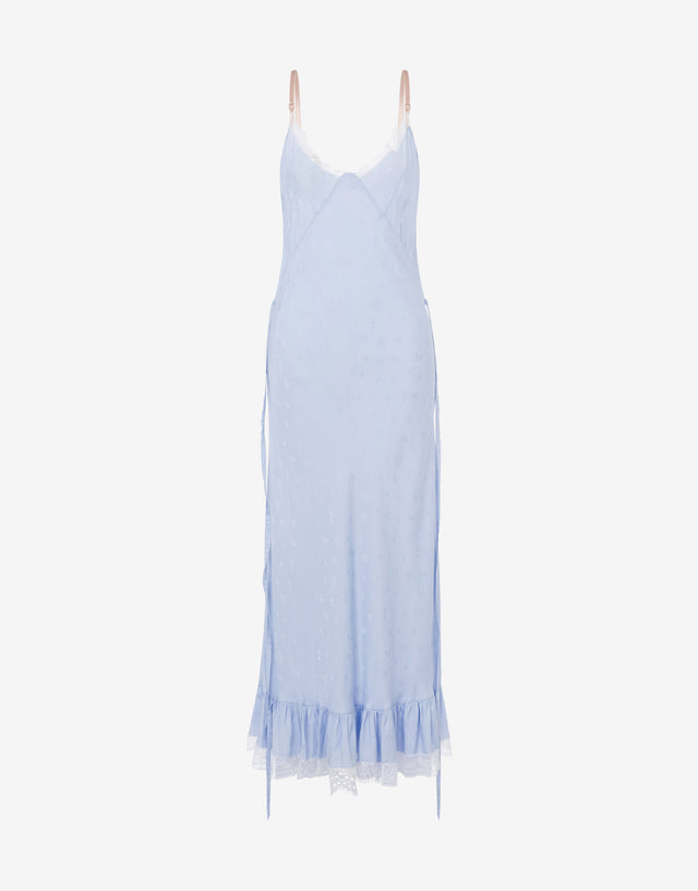 Robe en viscose et soie Flower Jacquard Bleu clair Moschino 0