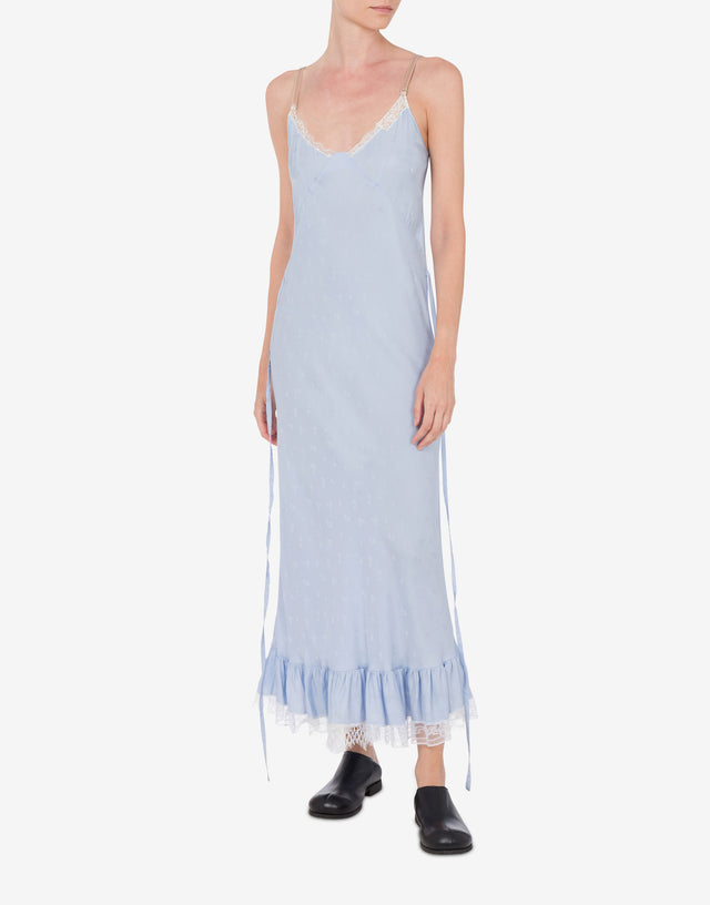 Robe en viscose et soie Flower Jacquard Bleu clair Moschino 1