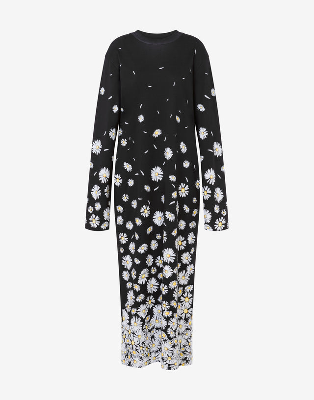 Abito lungo in interlock Daisy Degradé Nero Moschino 0