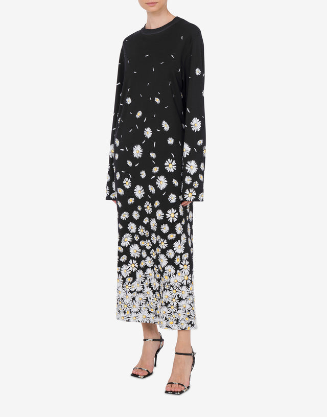 Abito lungo in interlock Daisy Degradé Nero Moschino 1