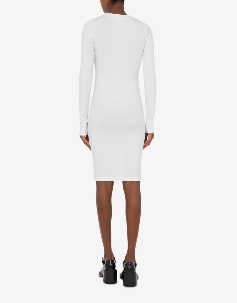 Vestido de algodón elástico Laurel Crown Logo Blanco Moschino 2