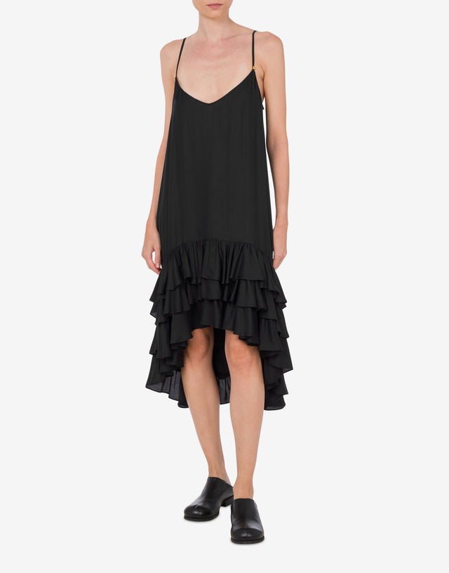 Abito in twill di viscosa con ruches Nero Moschino 1