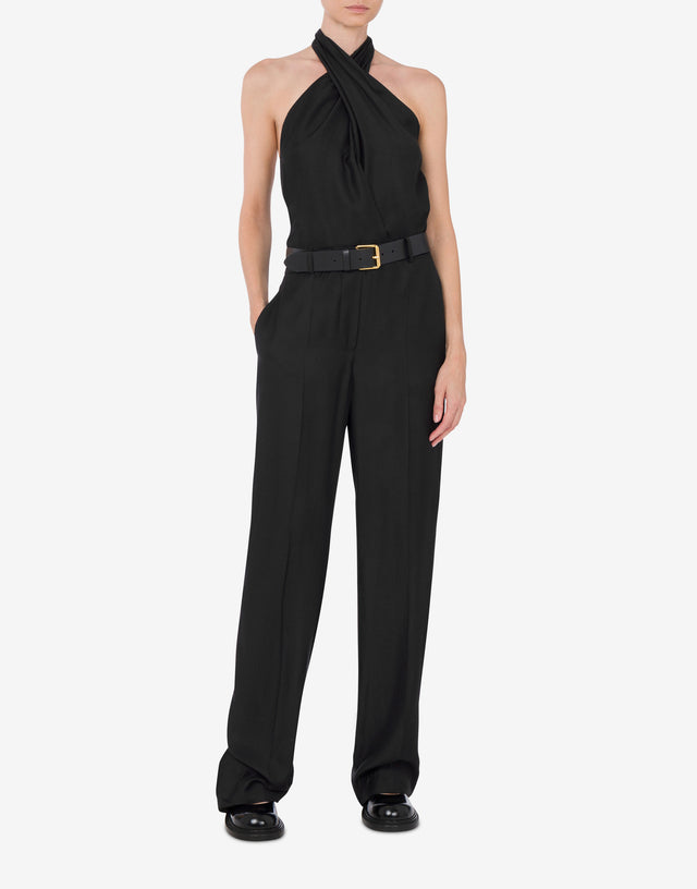 Tuta in twill di viscosa Nero Moschino 1