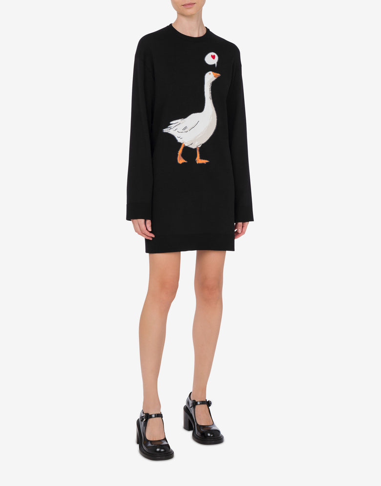 Cotton Knit Dress Goose Black Moschino 1