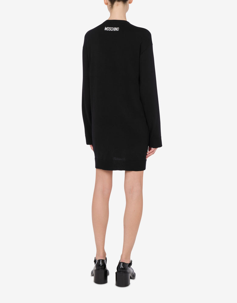 Cotton Knit Dress Goose Black Moschino 2