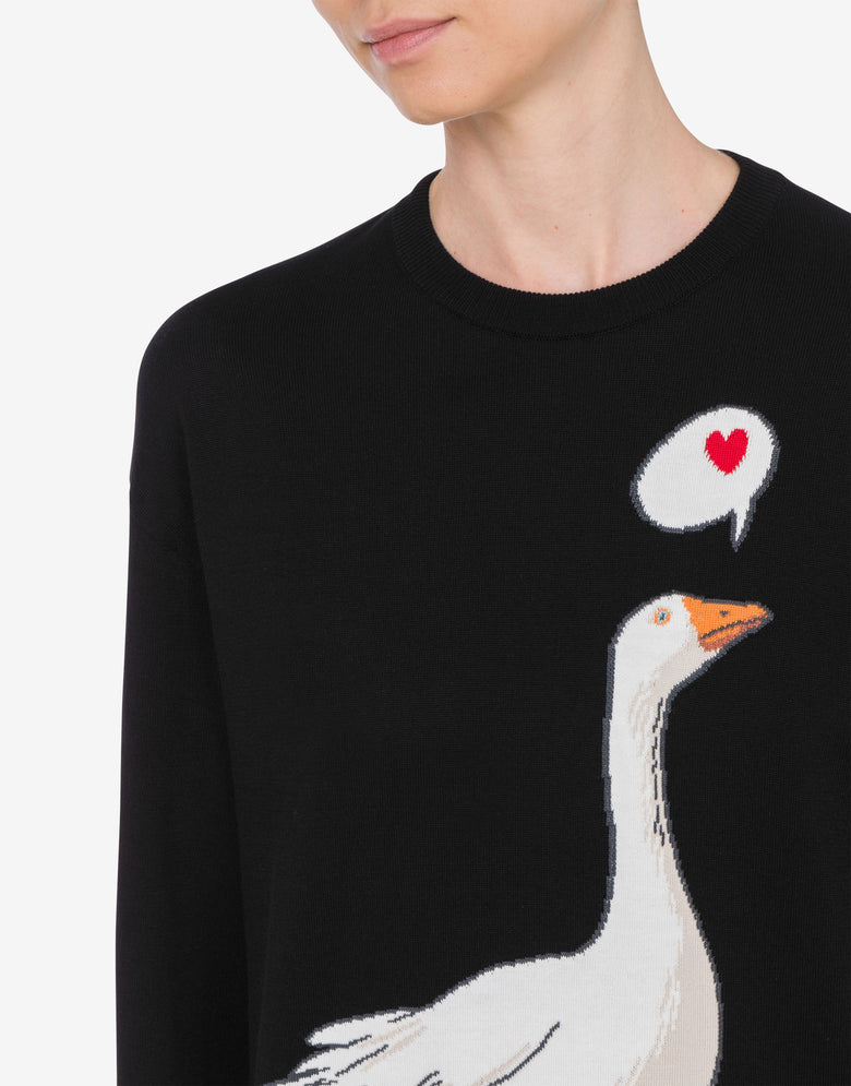 Cotton Knit Dress Goose Black Moschino 3
