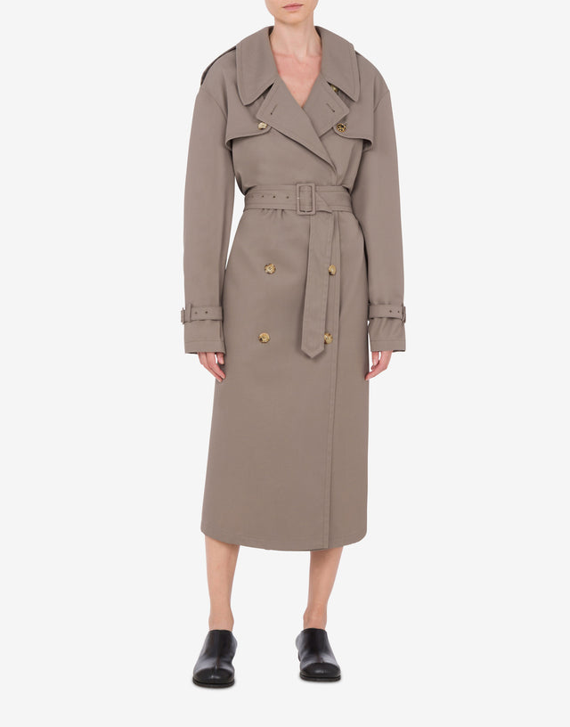 Cotton and Nylon Gabardine Trench Coat Light brown Moschino 1