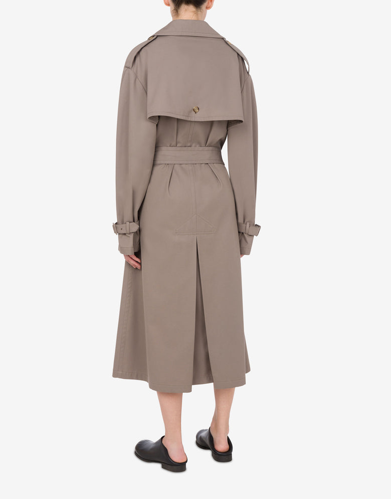 Cotton and Nylon Gabardine Trench Coat Light brown Moschino 2
