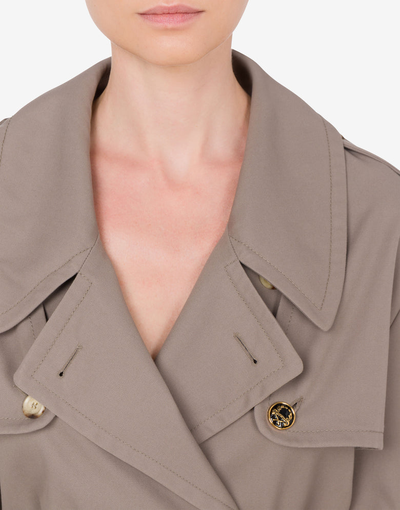 Cotton and Nylon Gabardine Trench Coat Light brown Moschino 3