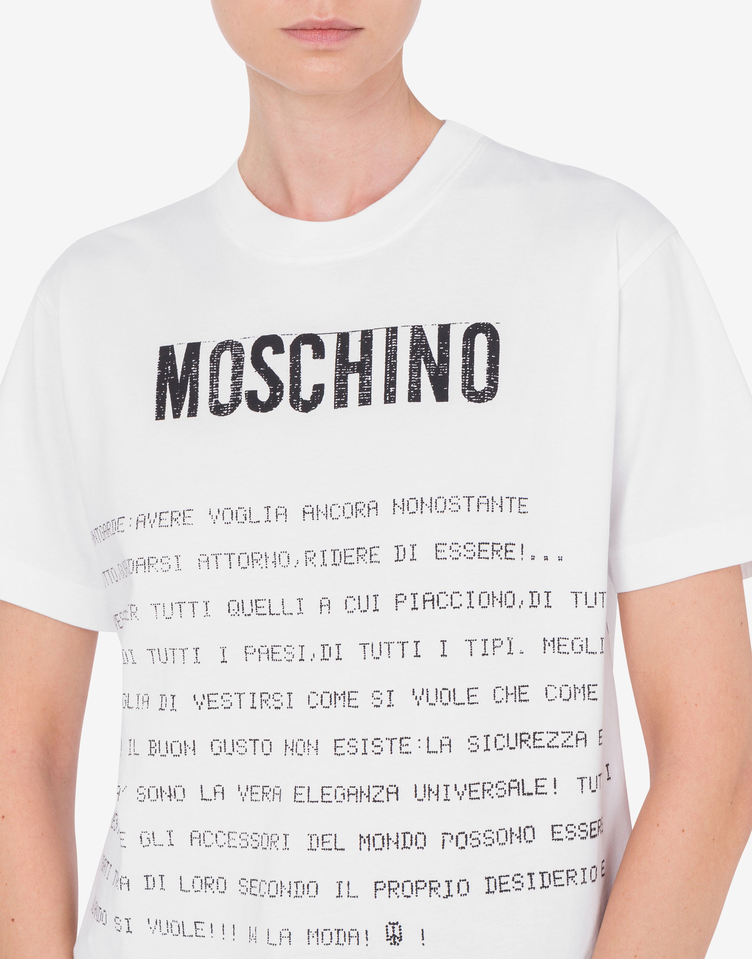 【MOSCHINO】オーガニックジャージアーカイブメッセージ Tシャツ Organic cotton jersey T-shirt Archive | Moschino