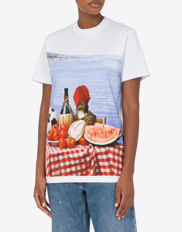 Organic Jersey T-shirt Italian Inspiration White Moschino 1