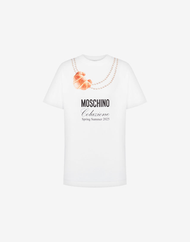 Organic Jersey T-shirt Moschino Breakfast White Moschino 0