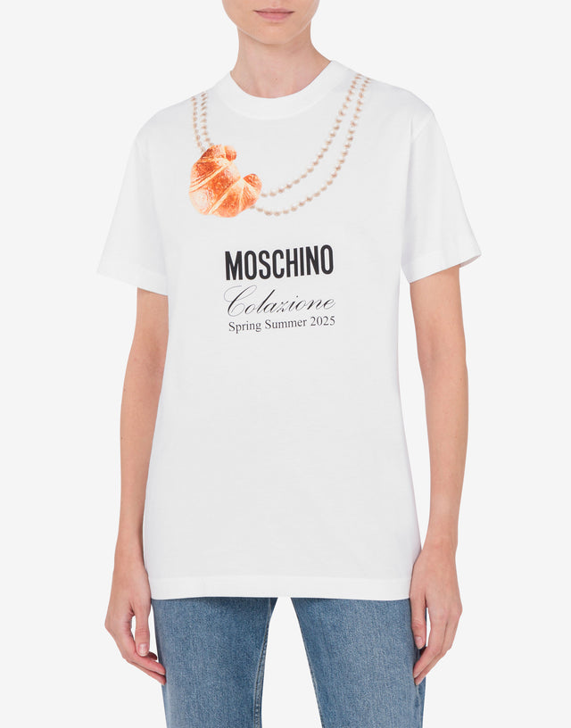 Organic Jersey T-shirt Moschino Breakfast White Moschino 1