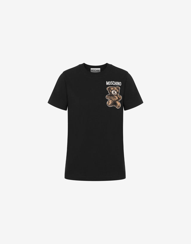Organic Jersey T-shirt Little Teddy Bear Black Moschino 0