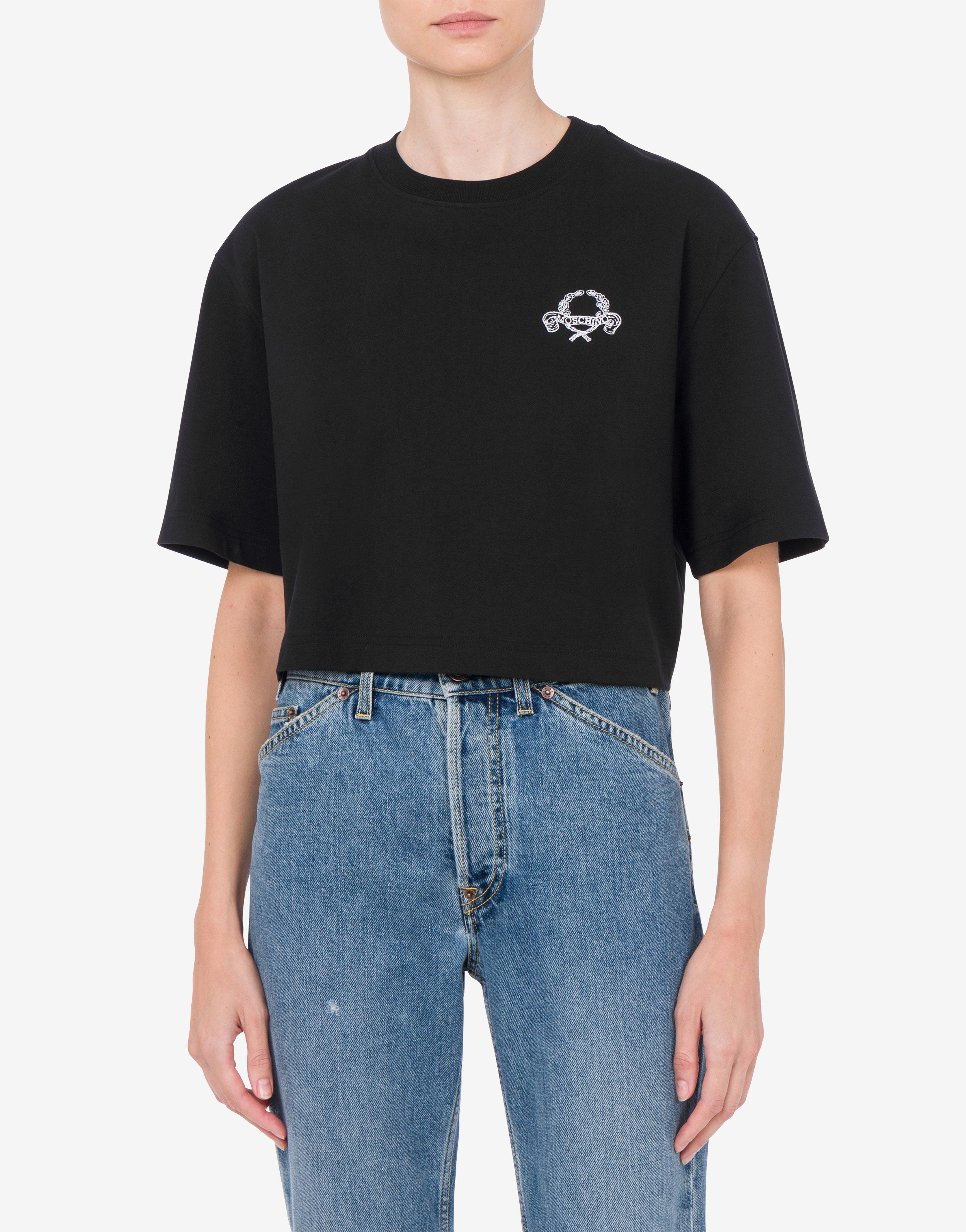 Cropped T-shirt Laurel Crown Logo | Moschino