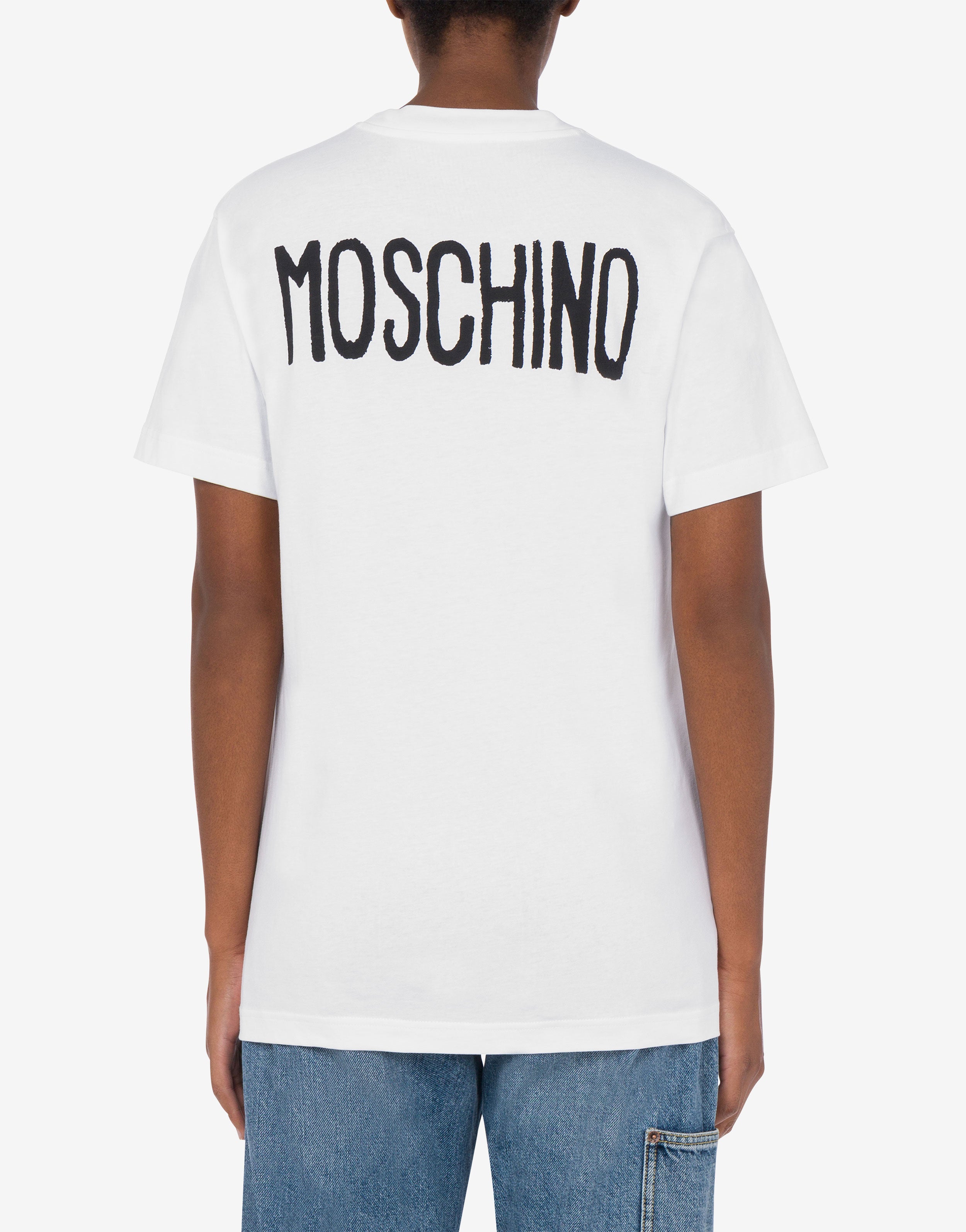 ★Moschino★  T-shirt White AEF251EA071505411001 AEF251 Organic Jersey T-shirt Archive Slogan | Moschino