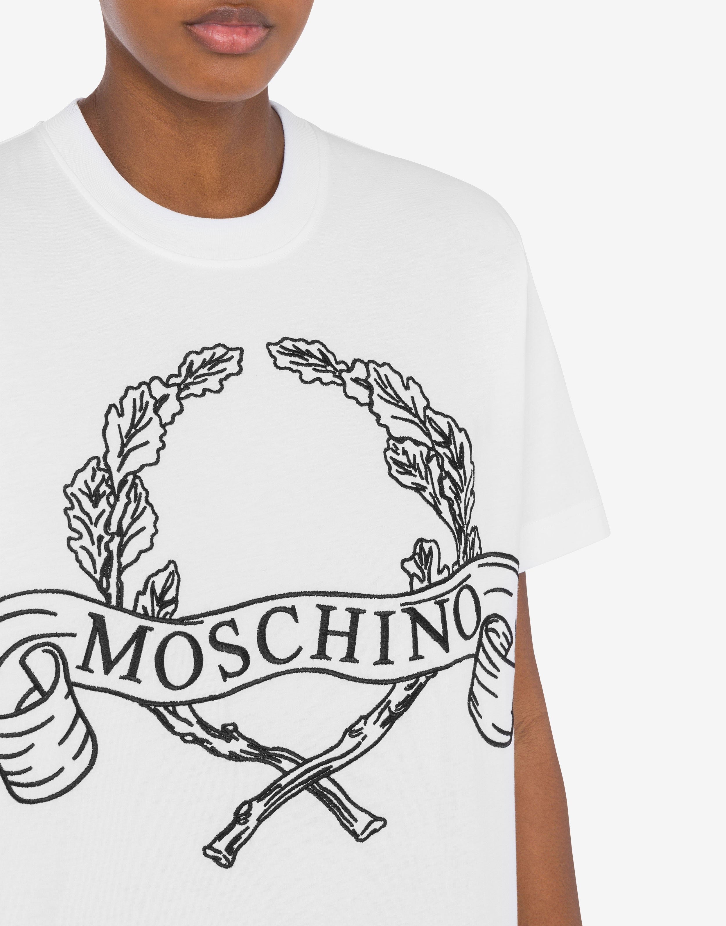 Organic Jersey T-shirt Laurel Crown Logo | Moschino