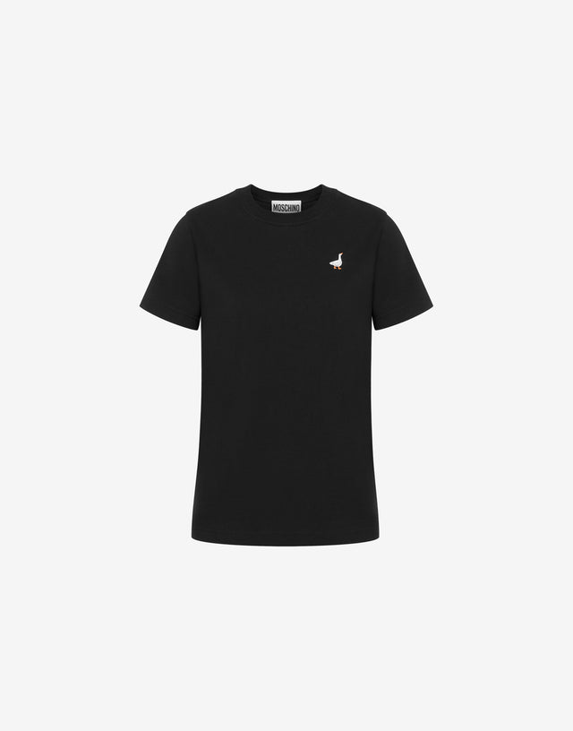 Organic Jersey T-shirt Goose Embroidery Black Moschino 0
