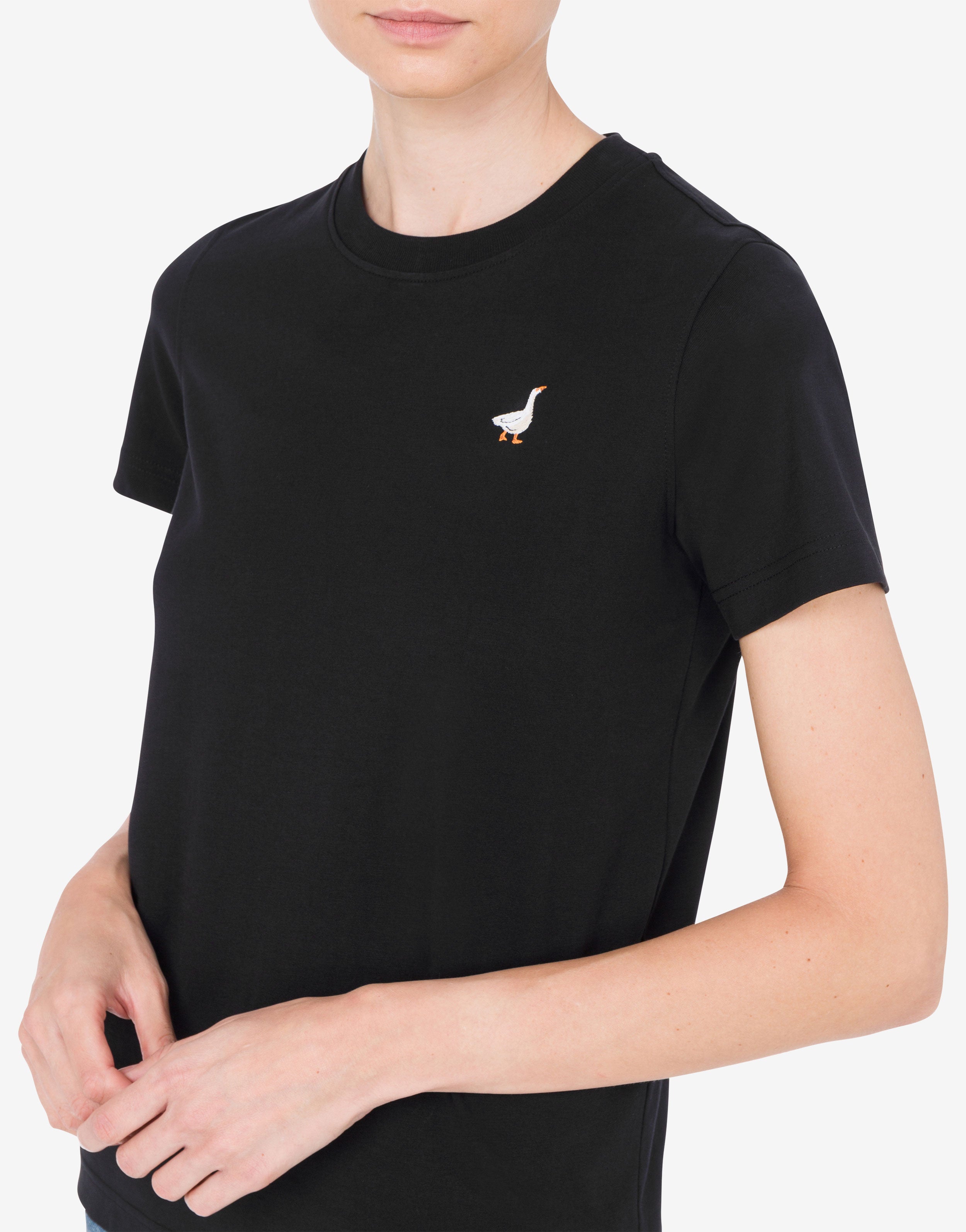 Organic Jersey T-shirt Goose Embroidery | Moschino