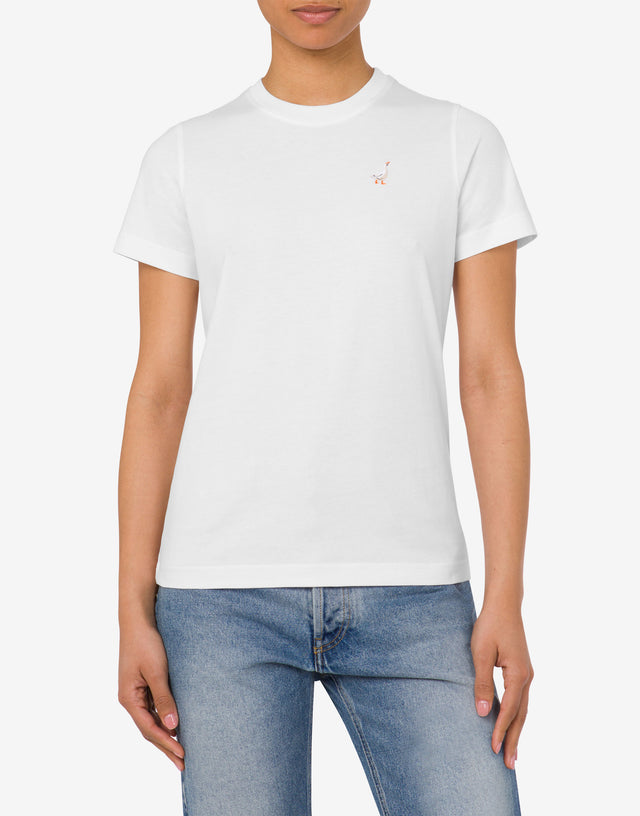 Organic Jersey T-shirt Goose Embroidery White Moschino 1