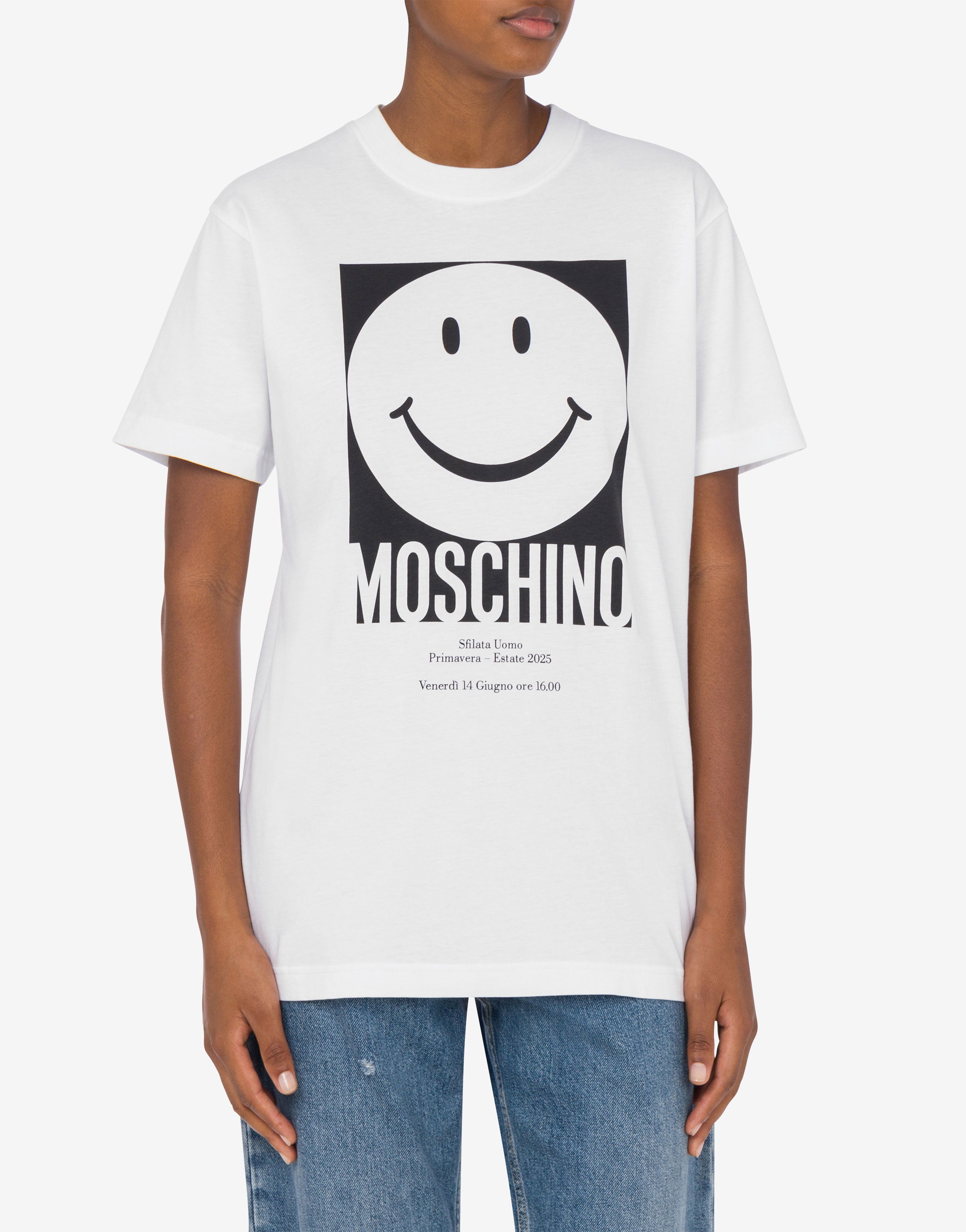 ★Moschino★ Smiley T-shirt White AEF251EJ071605411001 AEF25 Organic Jersey T-shirt Smiley® | Moschino